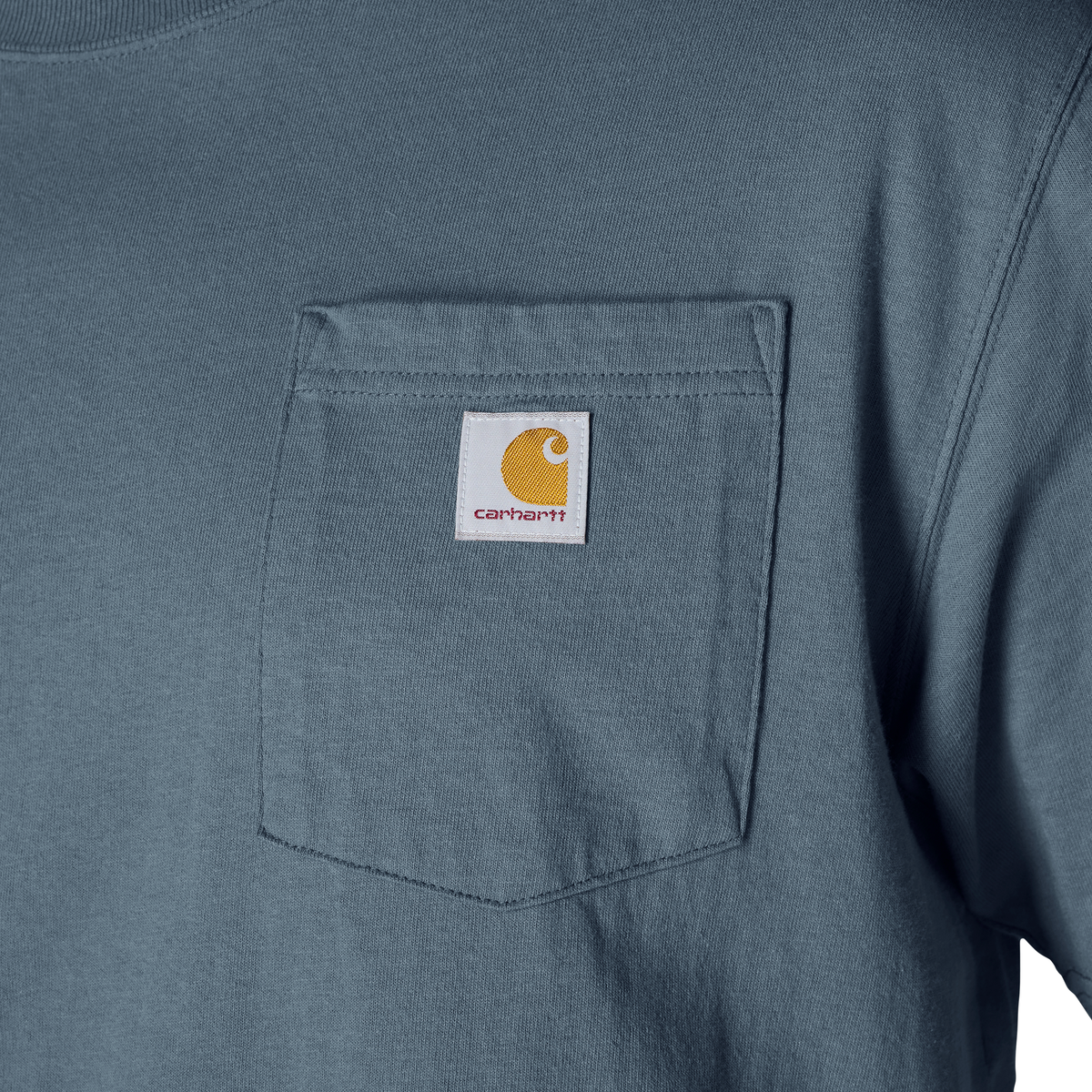 Carhartt Men's Iconic K87 Pocket T-Shirt in Bluestone, casual short-sleeve T-shirt with front chest pocket, durable workwear style.