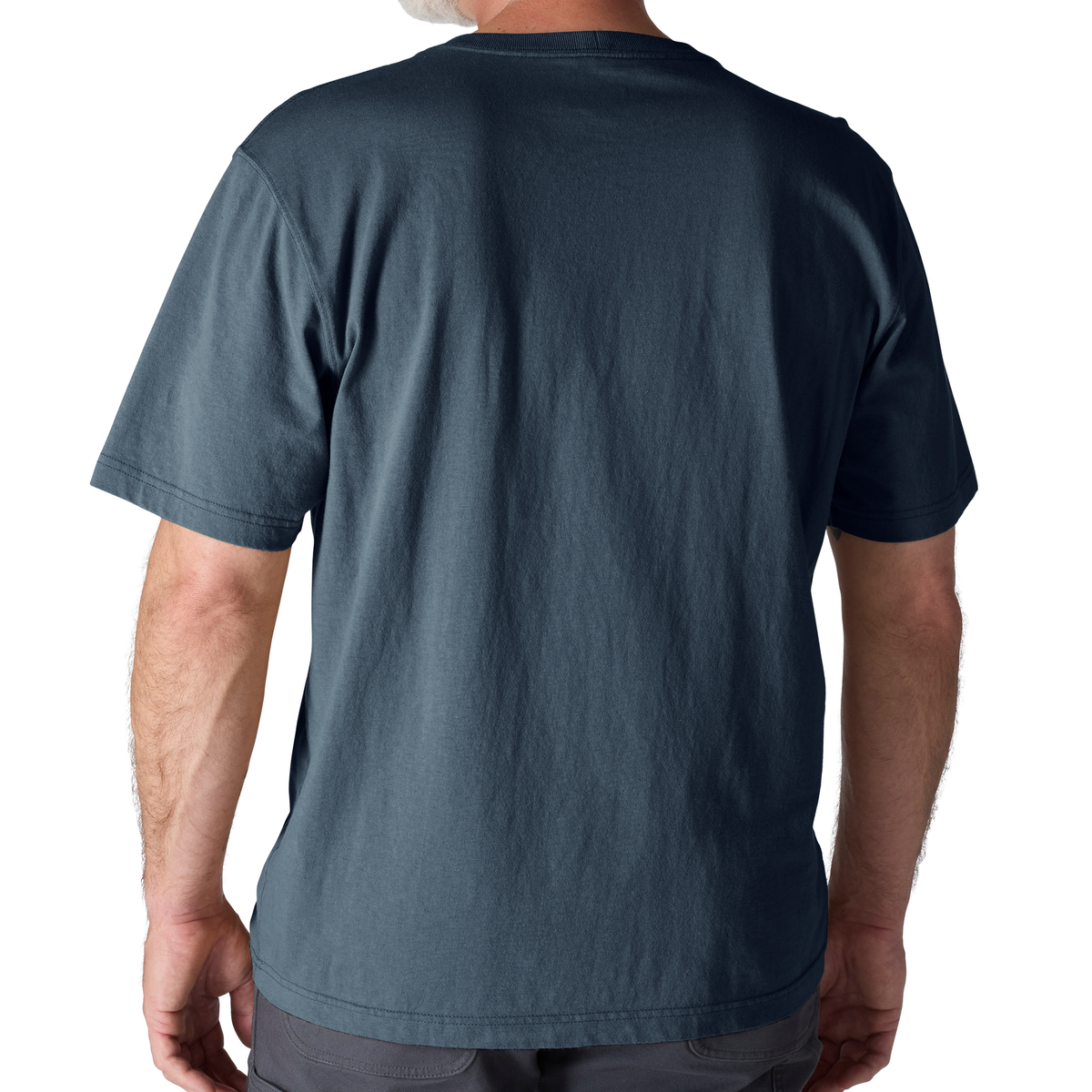 Carhartt Men's Iconic K87 Pocket T-Shirt in Bluestone, casual short-sleeve T-shirt with front pocket and Carhartt branding.