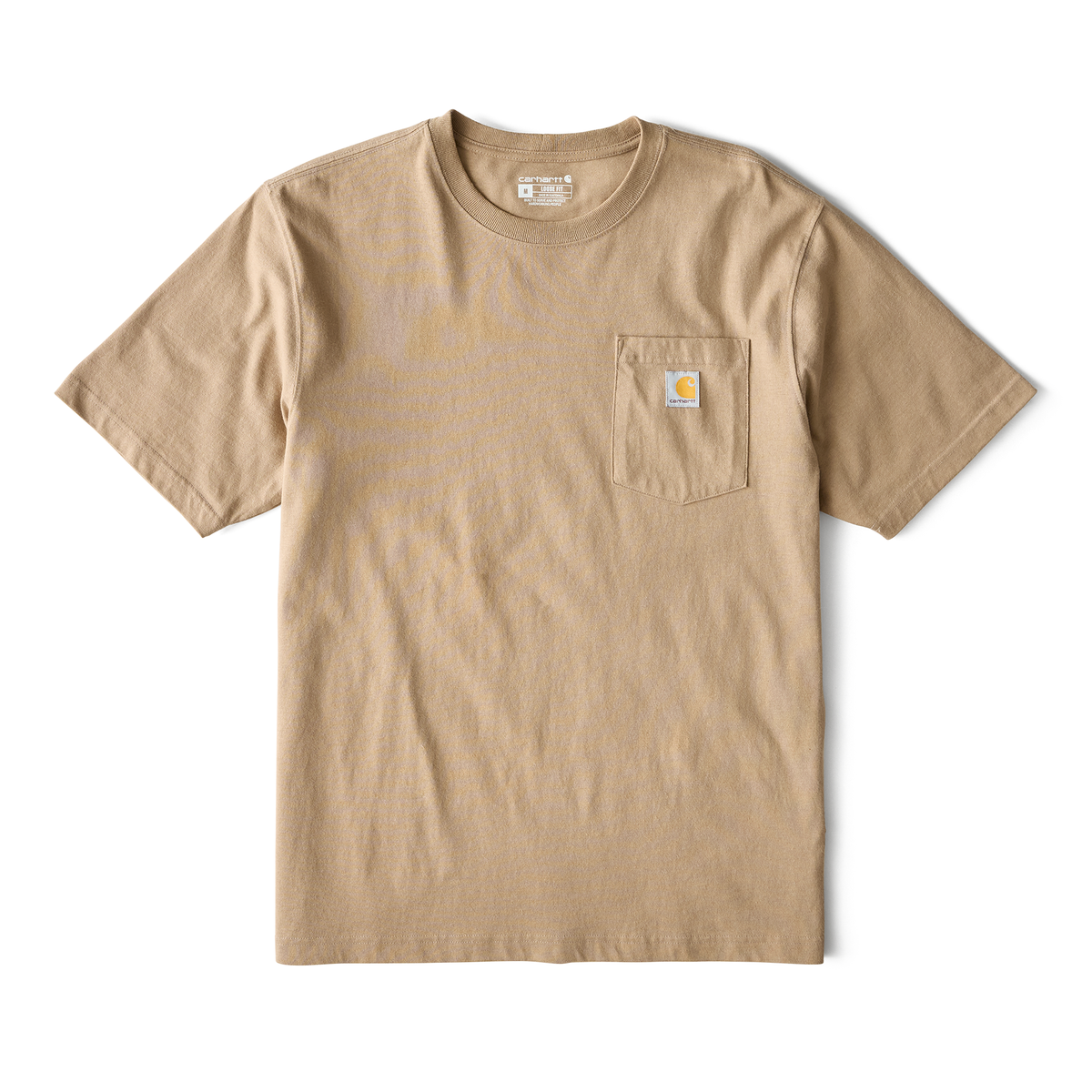 Carhartt Men's Iconic K87 Pocket T-Shirt in desert color, casual cotton T-shirt with front pocket and durable design.
