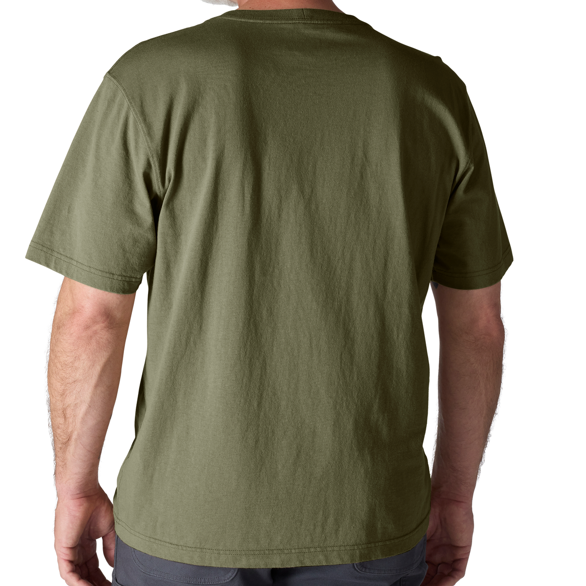 Carhartt men's Dusty Olive K87 pocket T-shirt with crew neck and chest pocket, casual men's T-shirt made of soft fabric.