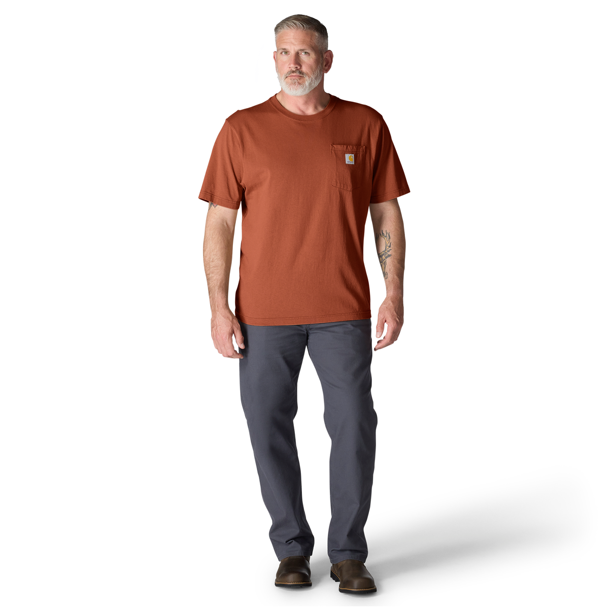 Carhartt Men's Iconic K87 Pocket T-Shirt in Homestead Red, casual short-sleeve T-shirt with front pocket and classic style