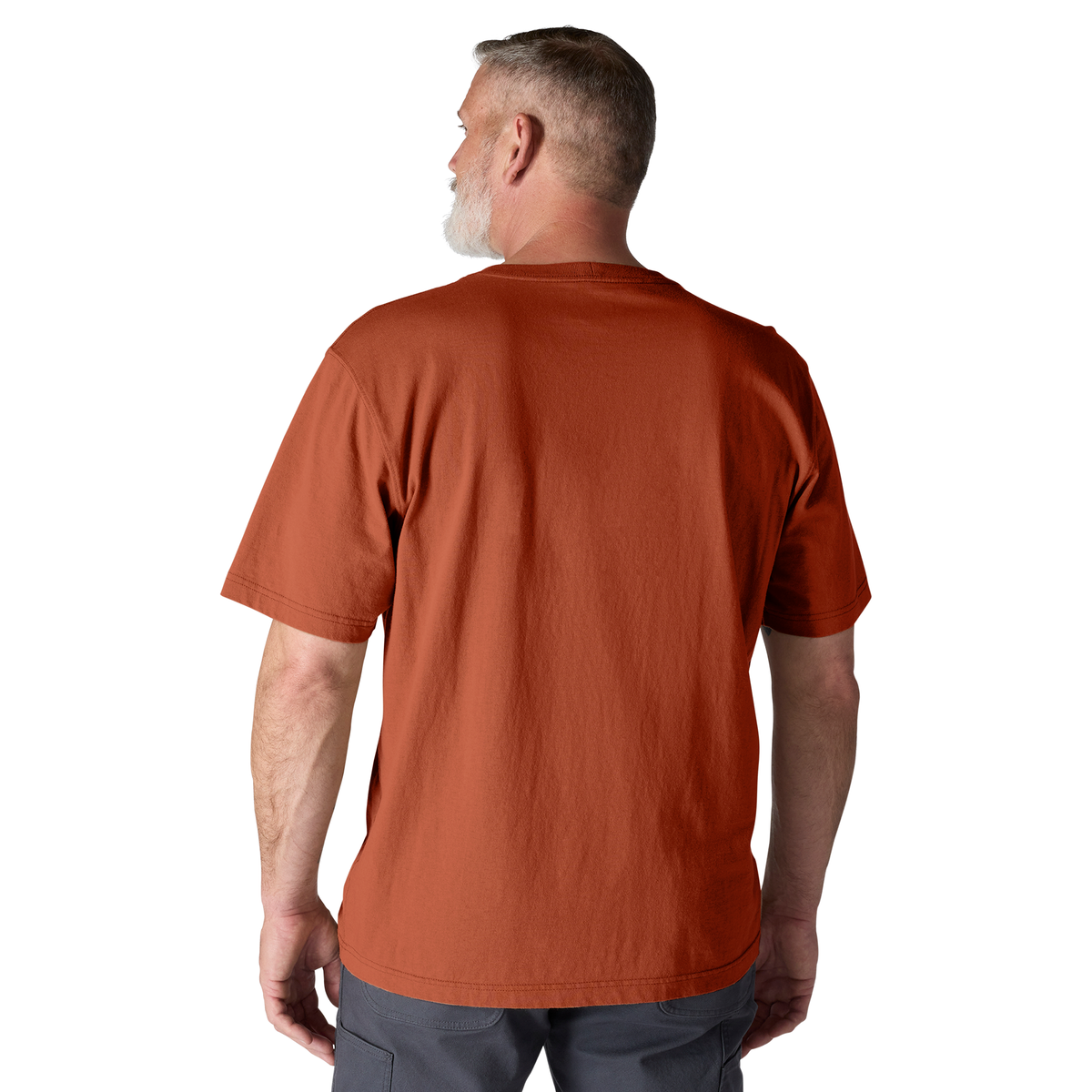 Carhartt Men's K87 Pocket T-Shirt in Homestead Red, soft cotton with front chest pocket, casual workwear style.