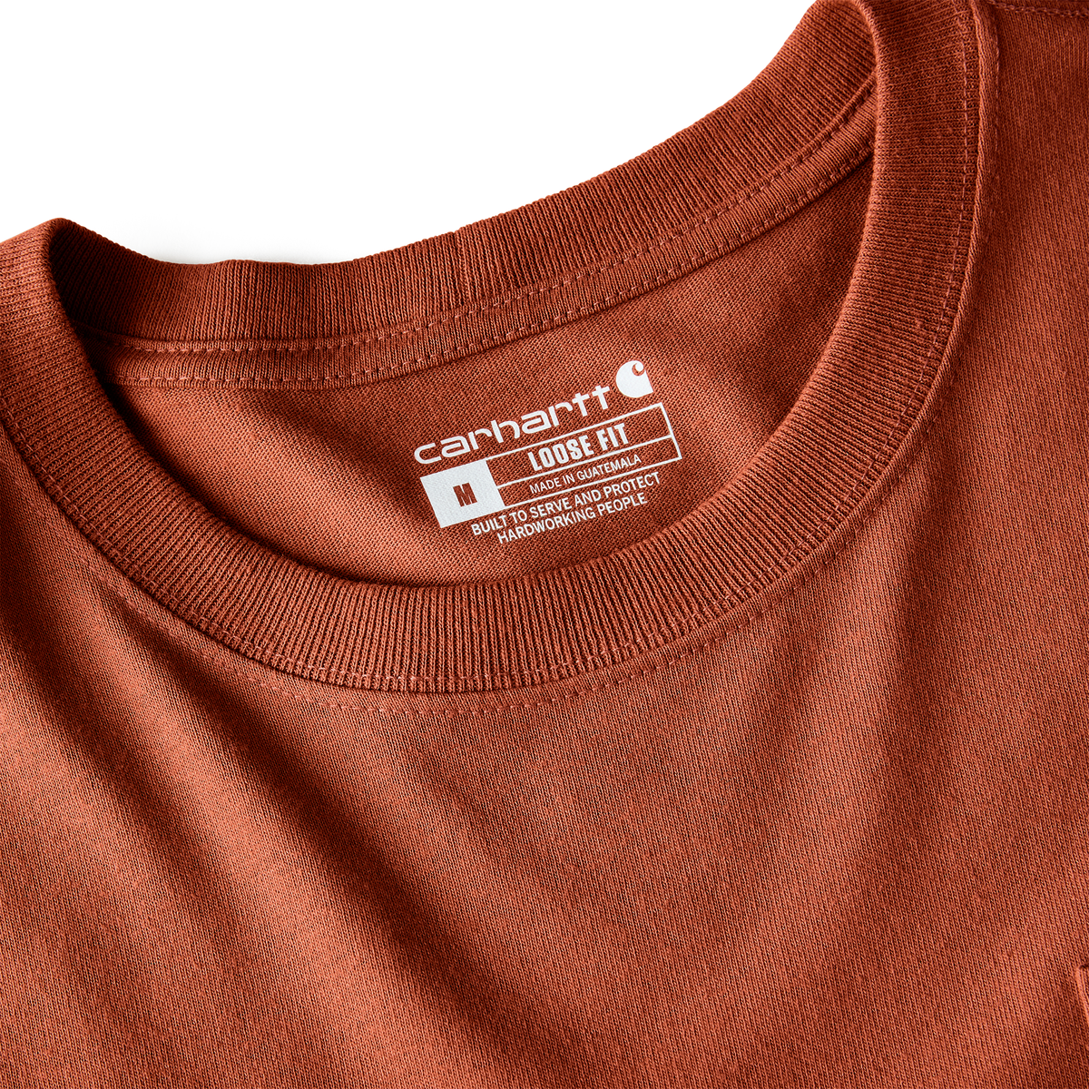 Carhartt Men's Iconic K87 Pocket T-Shirt in Homestead Red, casual crewneck T-shirt with front chest pocket.