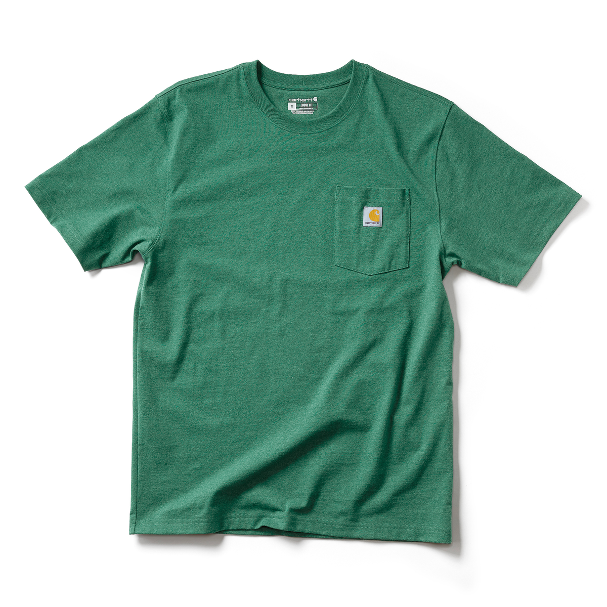 Carhartt men's Iconic K87 pocket T-shirt in North Woods Heather, casual short-sleeve T-shirt with front chest pocket.