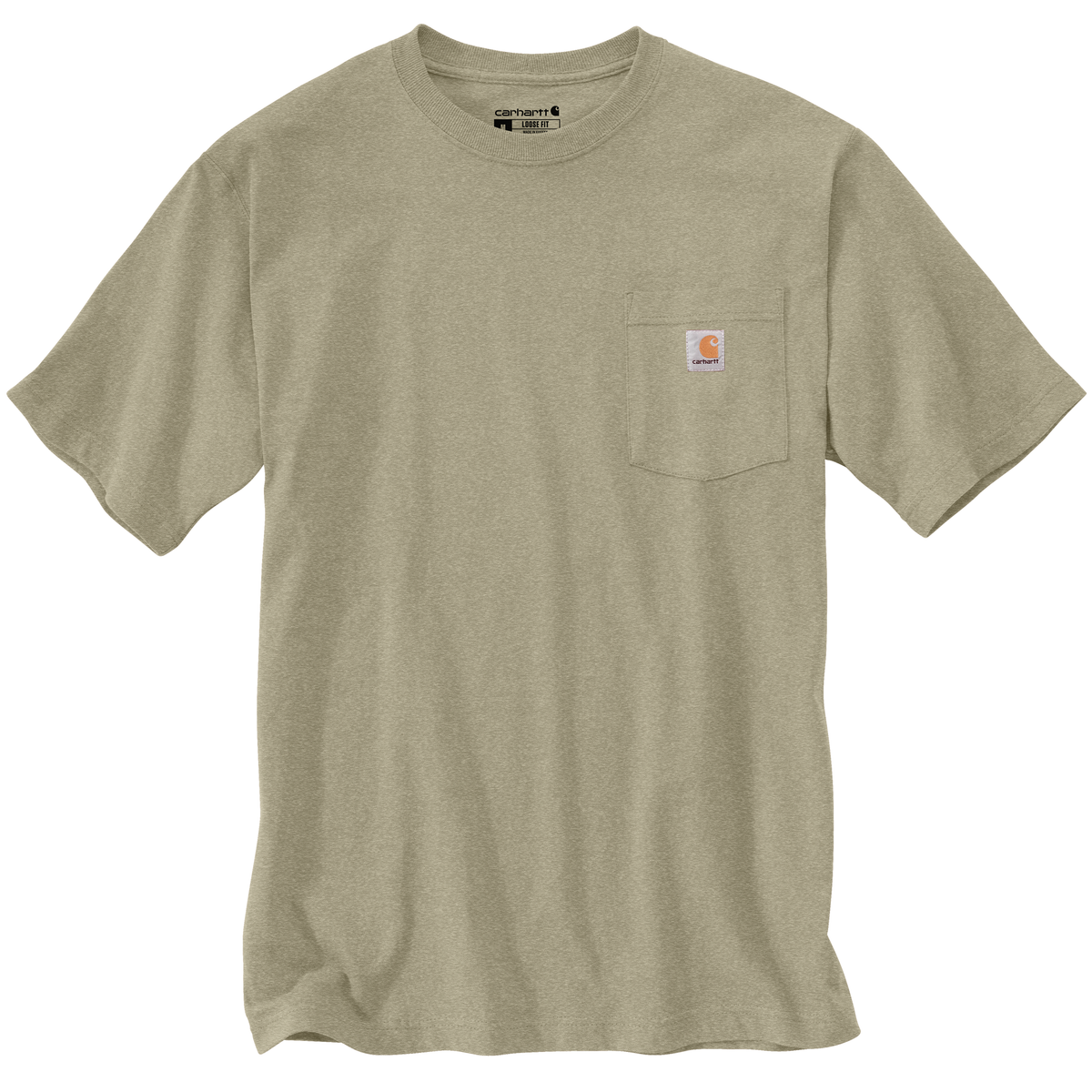 Carhartt Men's Iconic K87 Pocket T-Shirt in faded fatigue white, casual crewneck t-shirt with front chest pocket.