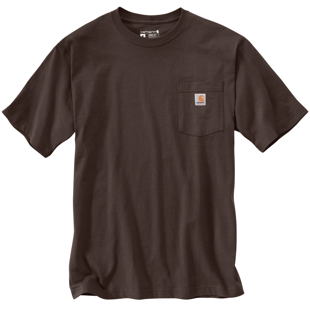 Carhartt Men's K87 Pocket T-Shirt in Dark Clove Heather, featuring a chest pocket and classic fit, casual cotton t-shirt.