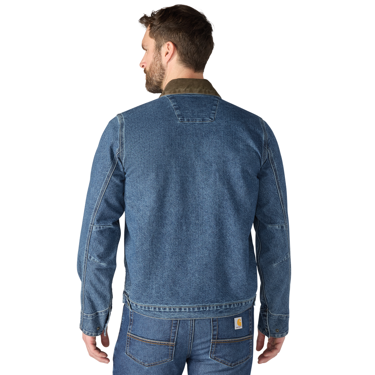 Carhartt Men's Muskegon overcoat with durable denim fabric, relaxed fit, and rugged style, ideal for work or casual wear.