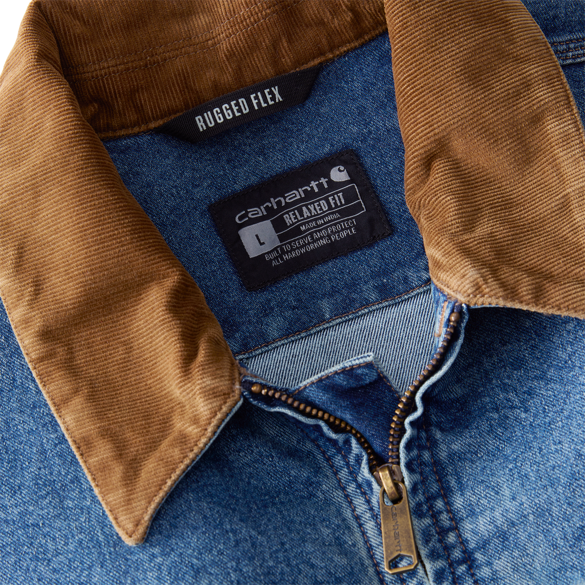 Carhartt men's Muskegon overcoat with relaxed fit, durable denim fabric, and rugged style for outdoor wear.