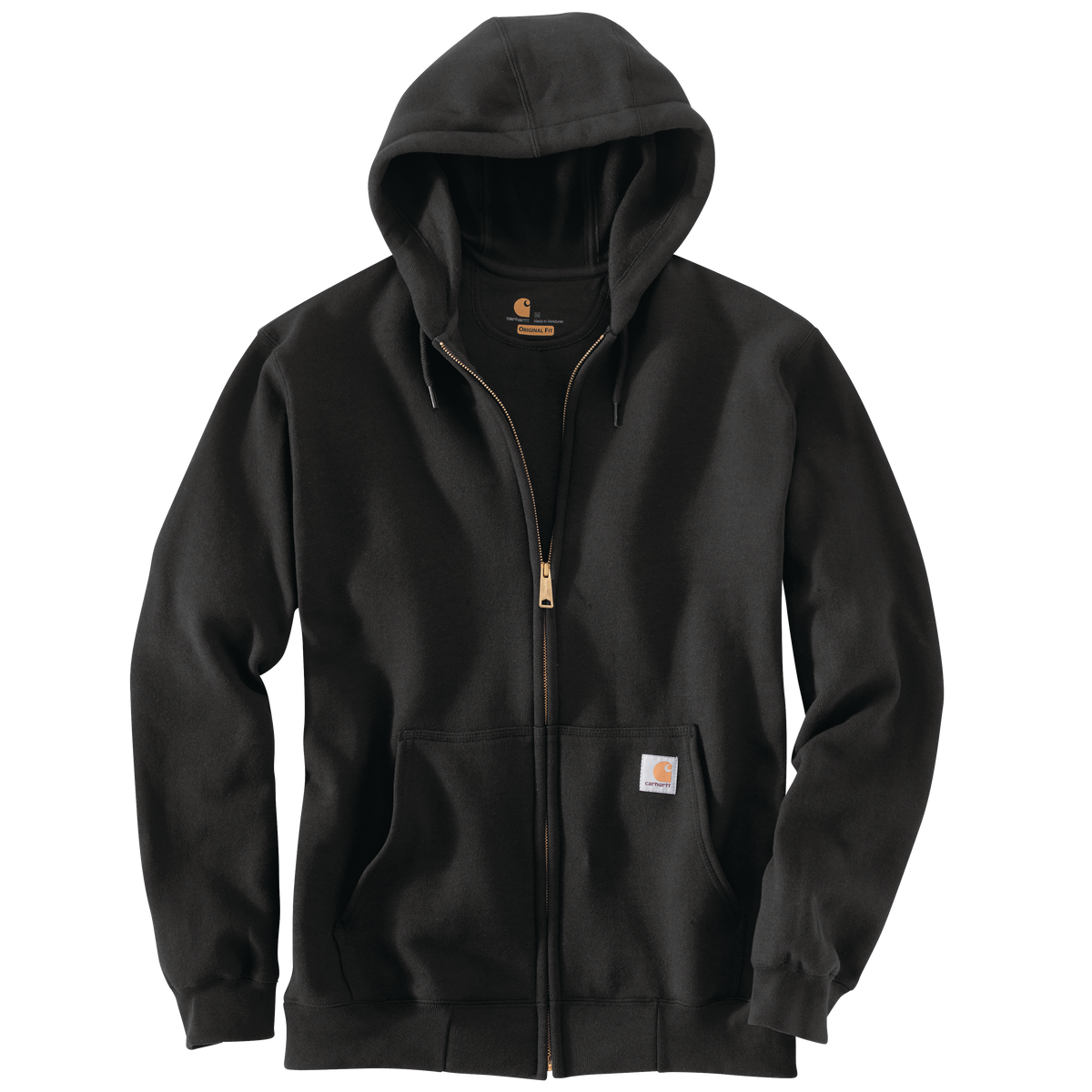 Carhartt men's Marquette full-zip sweatshirt in heather gray, featuring a comfortable fit, ribbed cuffs, and a front zipper.