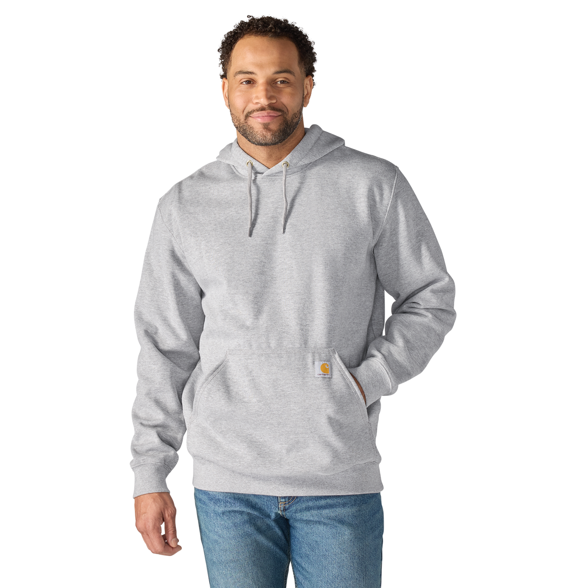 Carhartt Men's Marquette Heather Gray Sweatshirt, casual long-sleeve sweatshirt with a relaxed fit and ribbed cuffs and hem