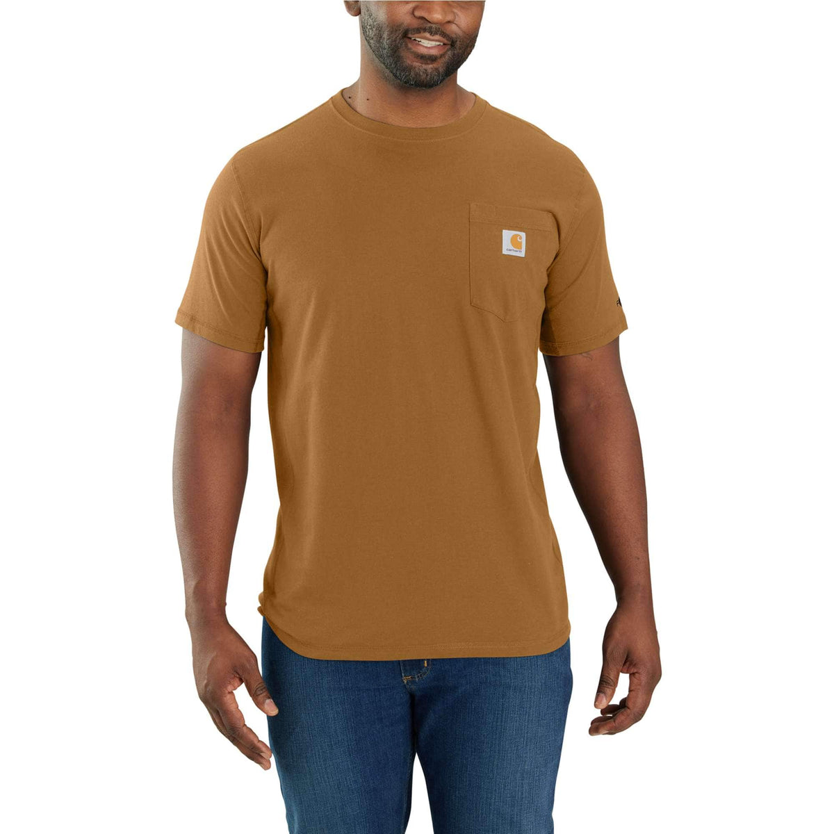 Carhartt Men's Force Relaxed Fit Short-Sleeve Pocket T-Shirt, Carhartt Brown – front