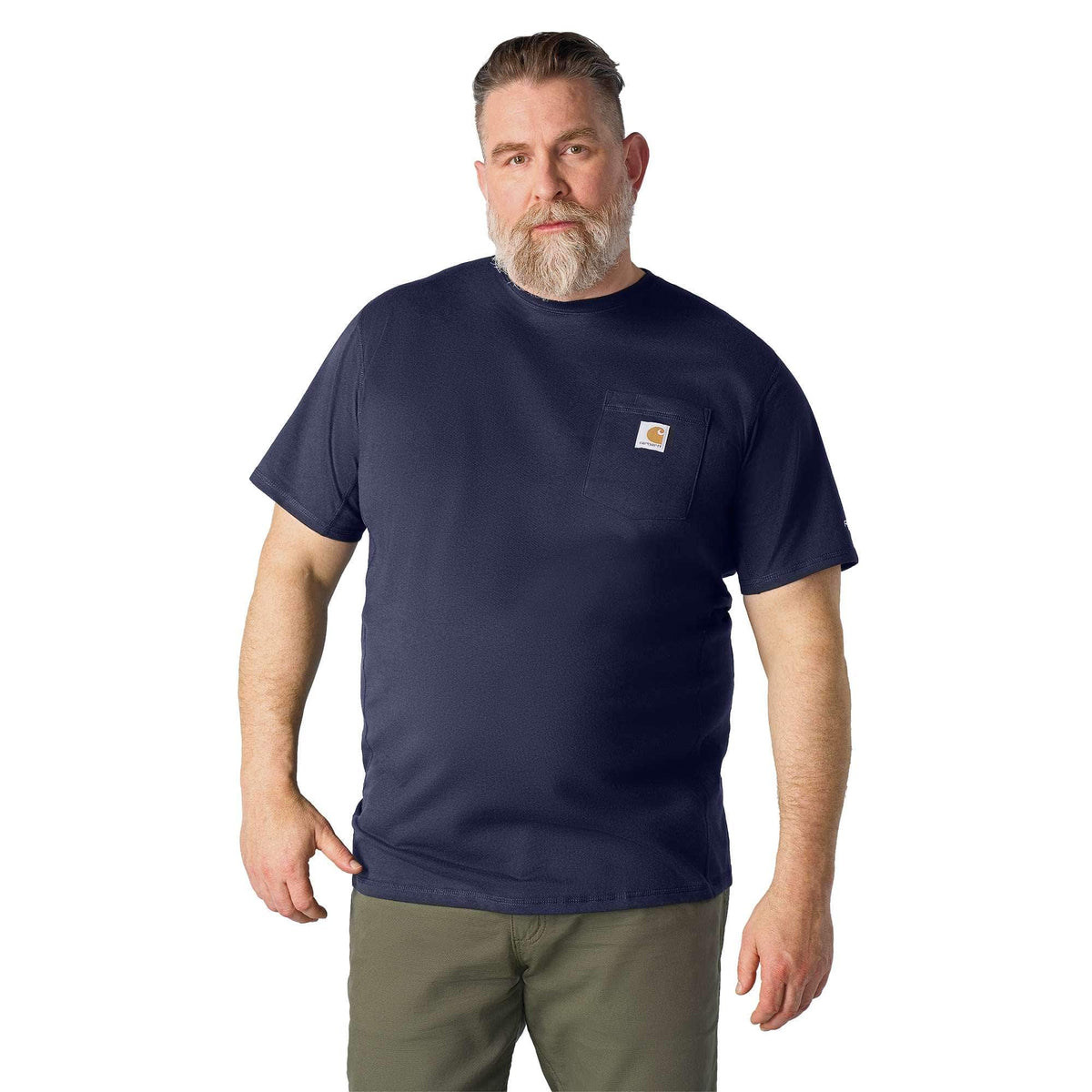Carhartt Men's Force Relaxed Fit Short-Sleeve Pocket T-Shirt, Navy – front