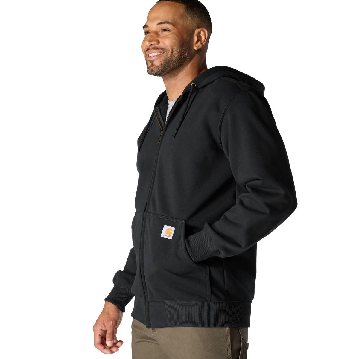Carhartt Men's Paxton Full Zip Sweatshirt, Black – 3-4 front