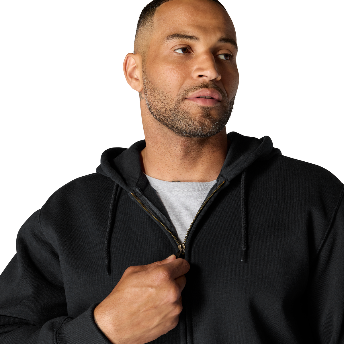 Carhartt Men's Paxton Full Zip Sweatshirt, Black – collar detail