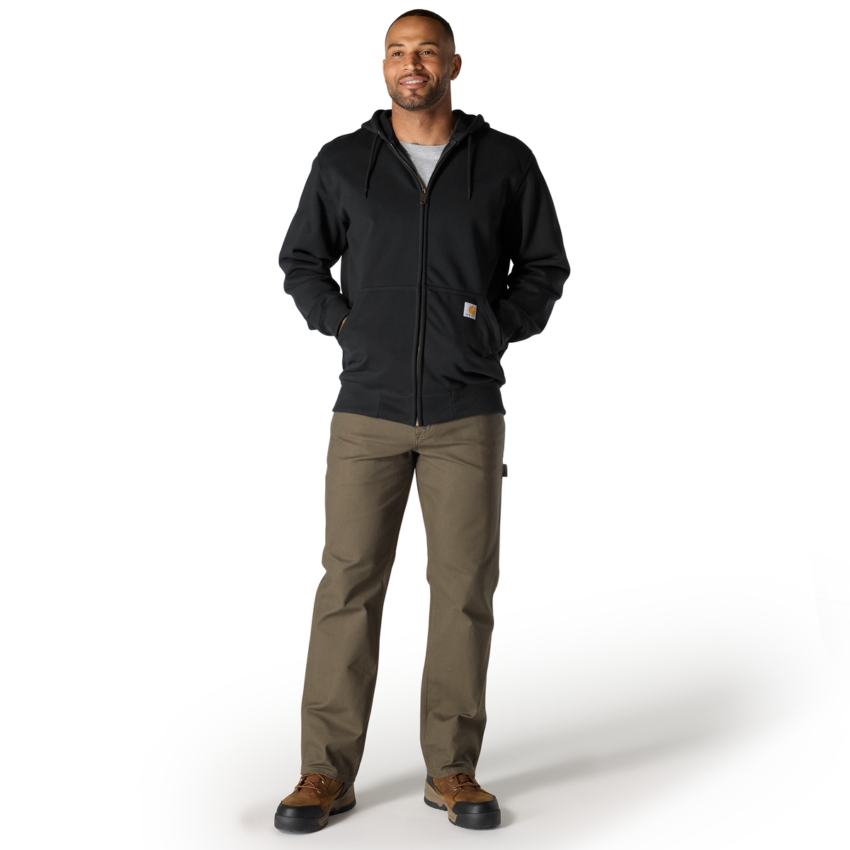Carhartt Men's Paxton Full Zip Sweatshirt, Black – full length