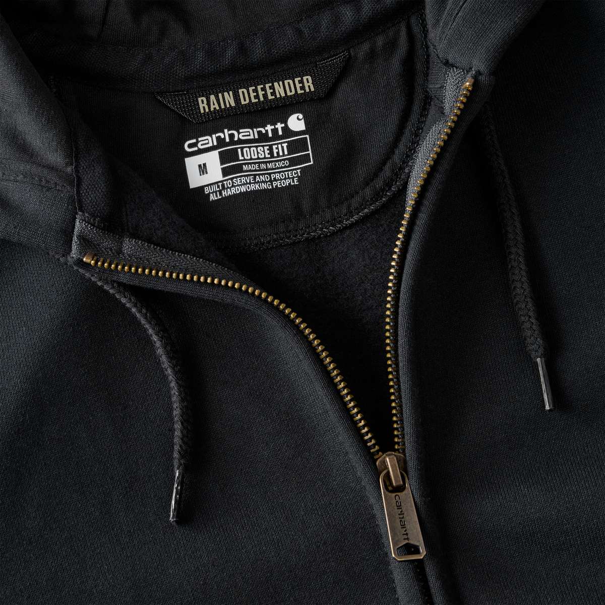 Carhartt Men's Paxton Full Zip Sweatshirt, Black – label detail