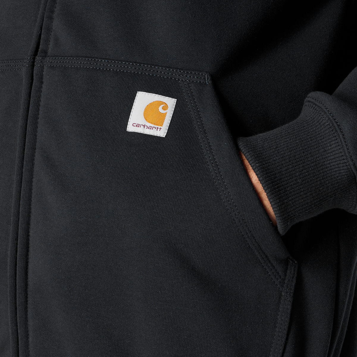 Carhartt Men's Paxton Full Zip Sweatshirt, Black – pocket detail