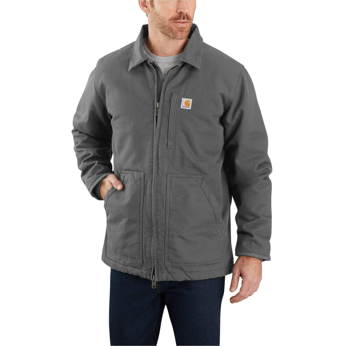 Carhartt Men's Sherpa-Lined Field Jacket, Gravel – front