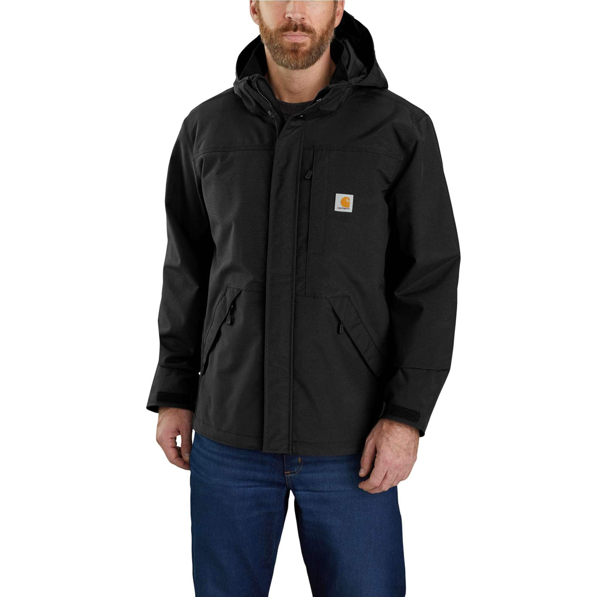 Carhartt Men's Storm Defender Loose Fit Shoreline Jacket, Black – front