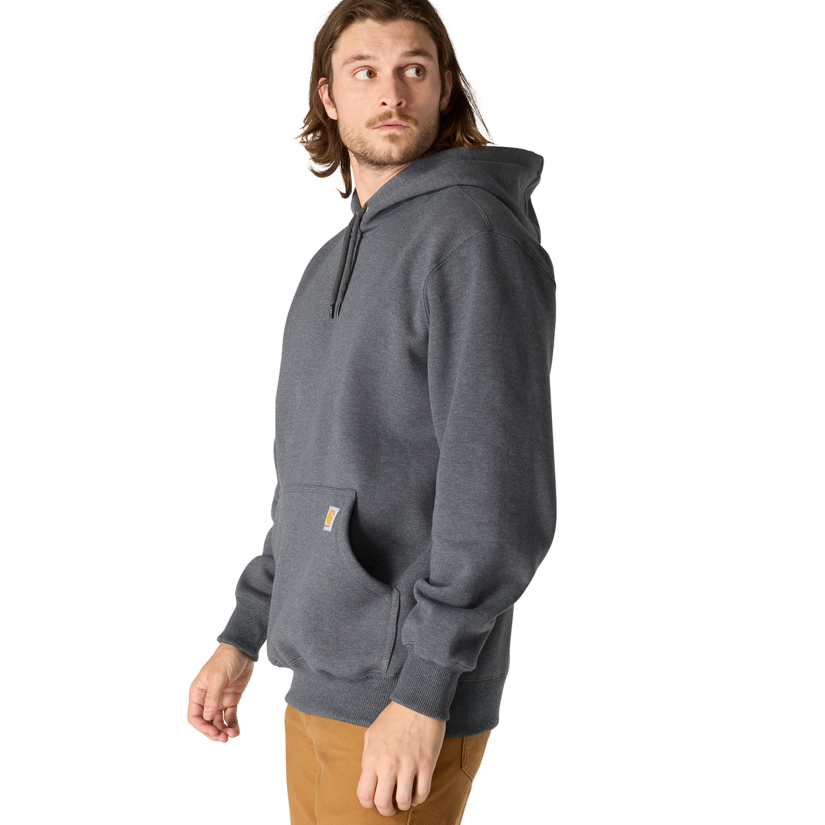 Carhartt Men's Paxton Sweatshirt in Carbon Heather, soft knit fabric, classic crewneck style, casual men's sweatshirt.