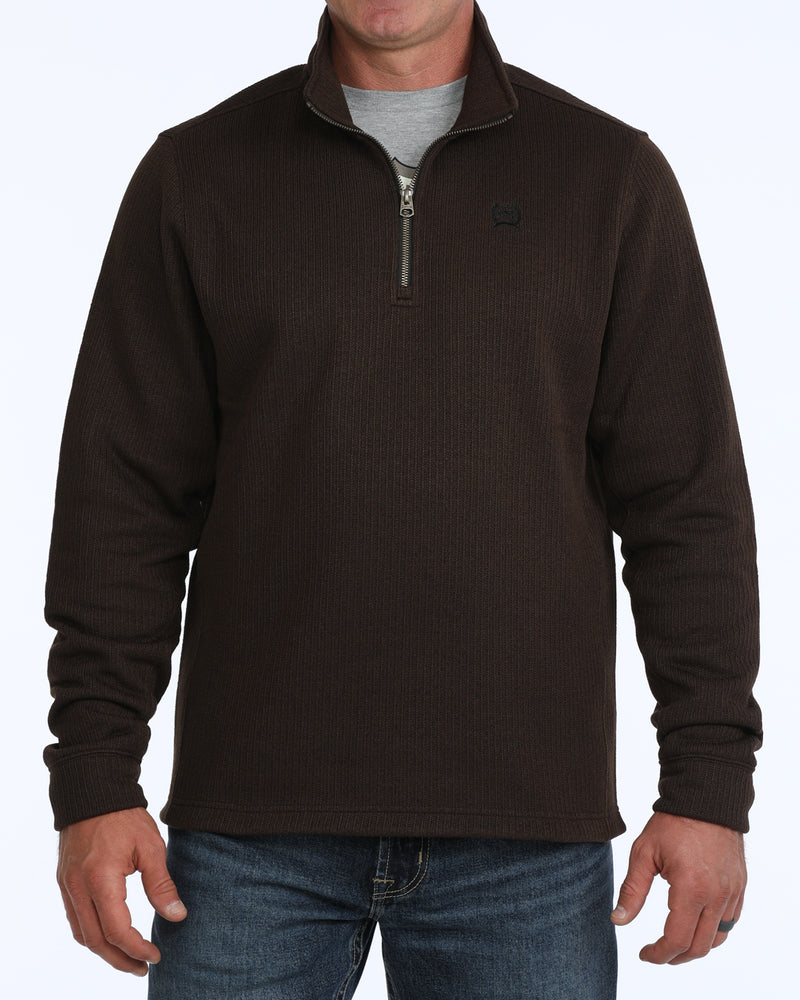 Cinch Men's 1/4 Zip Pullover Sweater, Brown – front