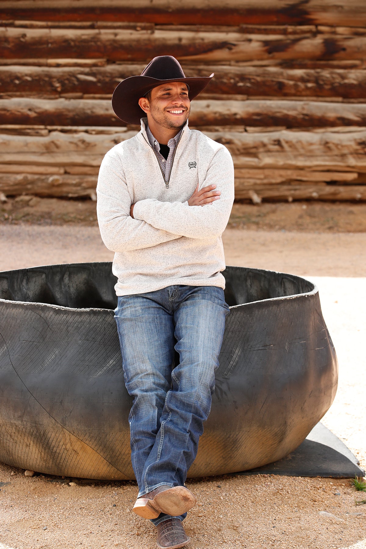 Cinch Men's 1/4 Zip Pullover Sweater, Stone – lifestyle