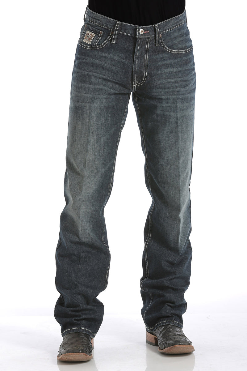 Cinch Men's White Label 019 Relaxed Fit Rigid Jean, Dark Stone – front