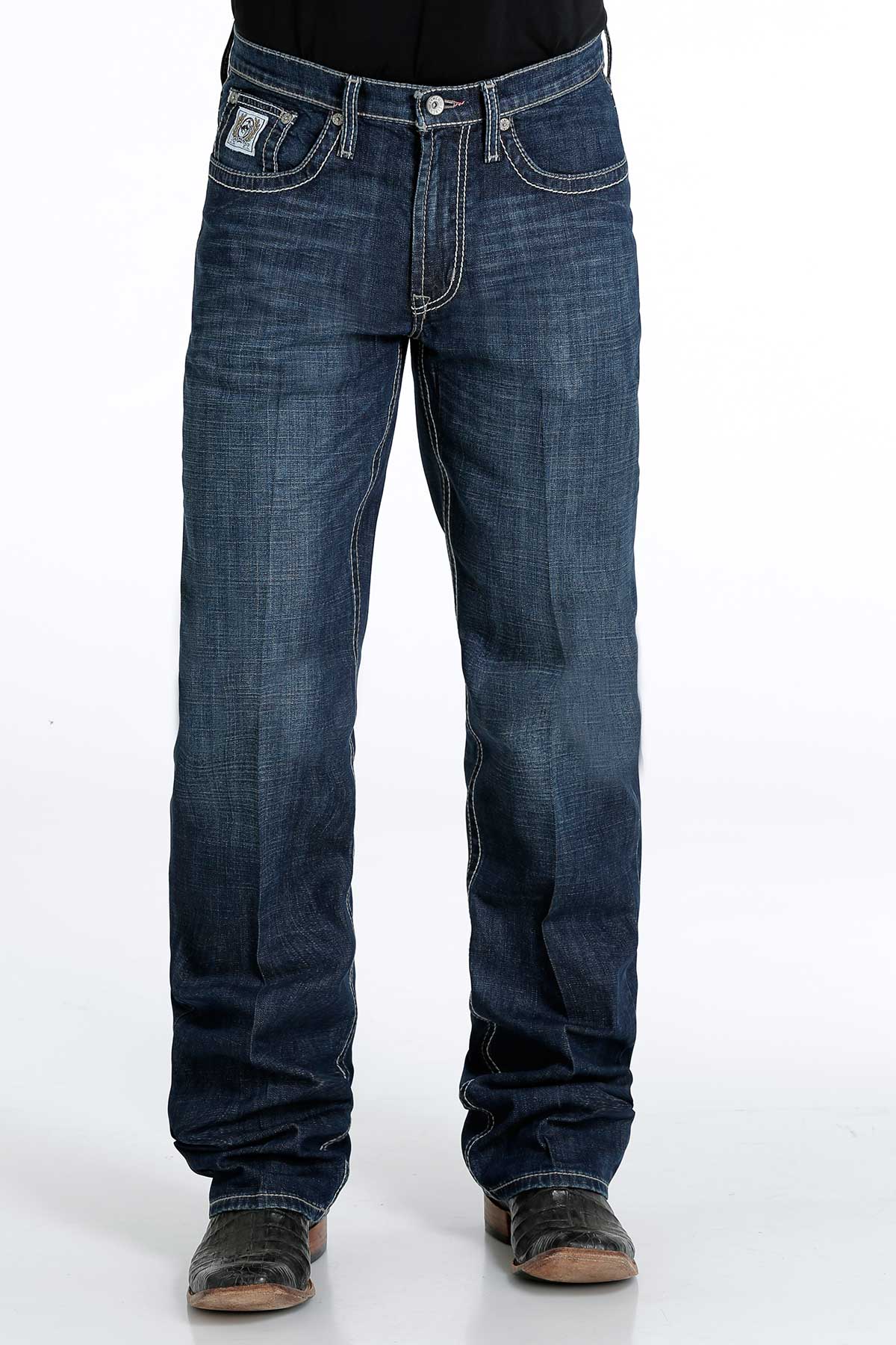 Cinch Men's White Label 039 Relaxed Fit Performance Jean, Dark Stone – front