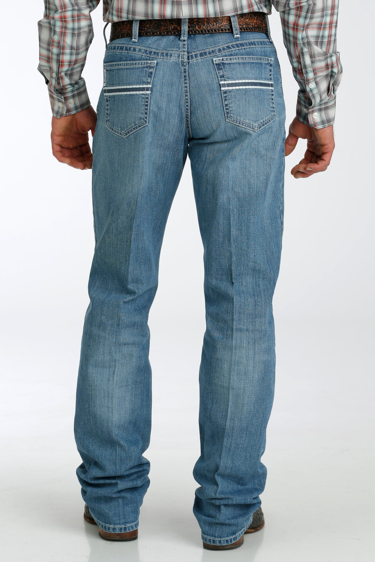 Cinch Men's White Label 056 Relaxed Fit Rigid Jean, Medium Stone – back