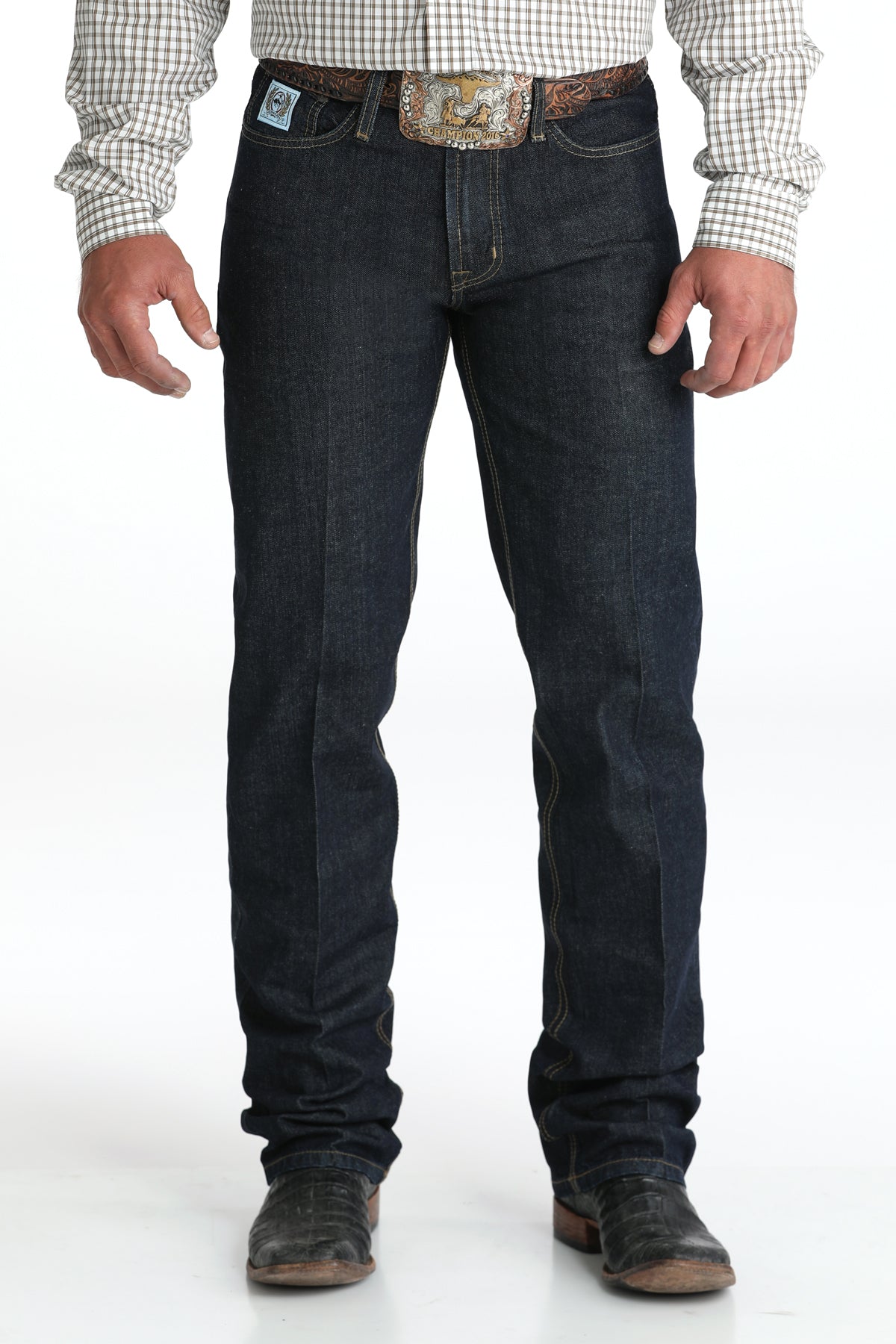 Cinch Men's White Label 059 Relaxed Fit Rigid Jean, Rinse – front