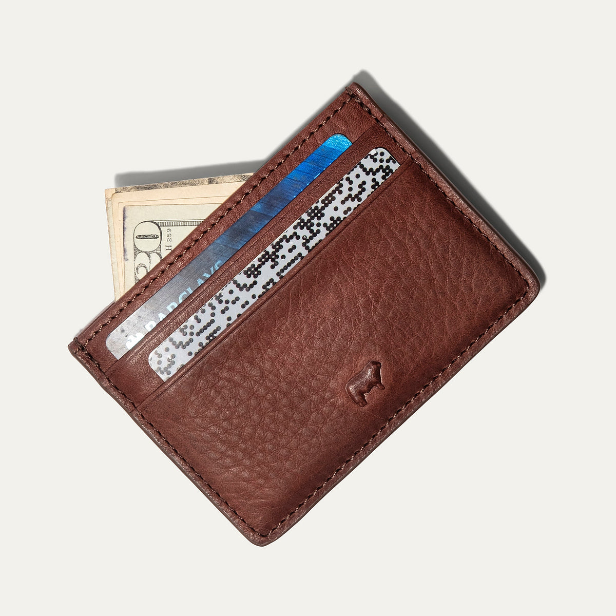 Will Leather Goods classic front pocket card case wallet with multiple card slots and sleek leather design.