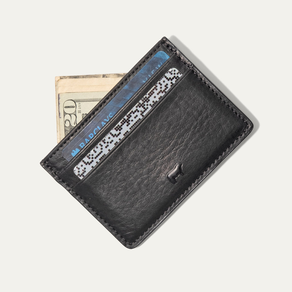Will Leather Goods classic front pocket card case wallet in smooth leather with multiple card slots and compact design.