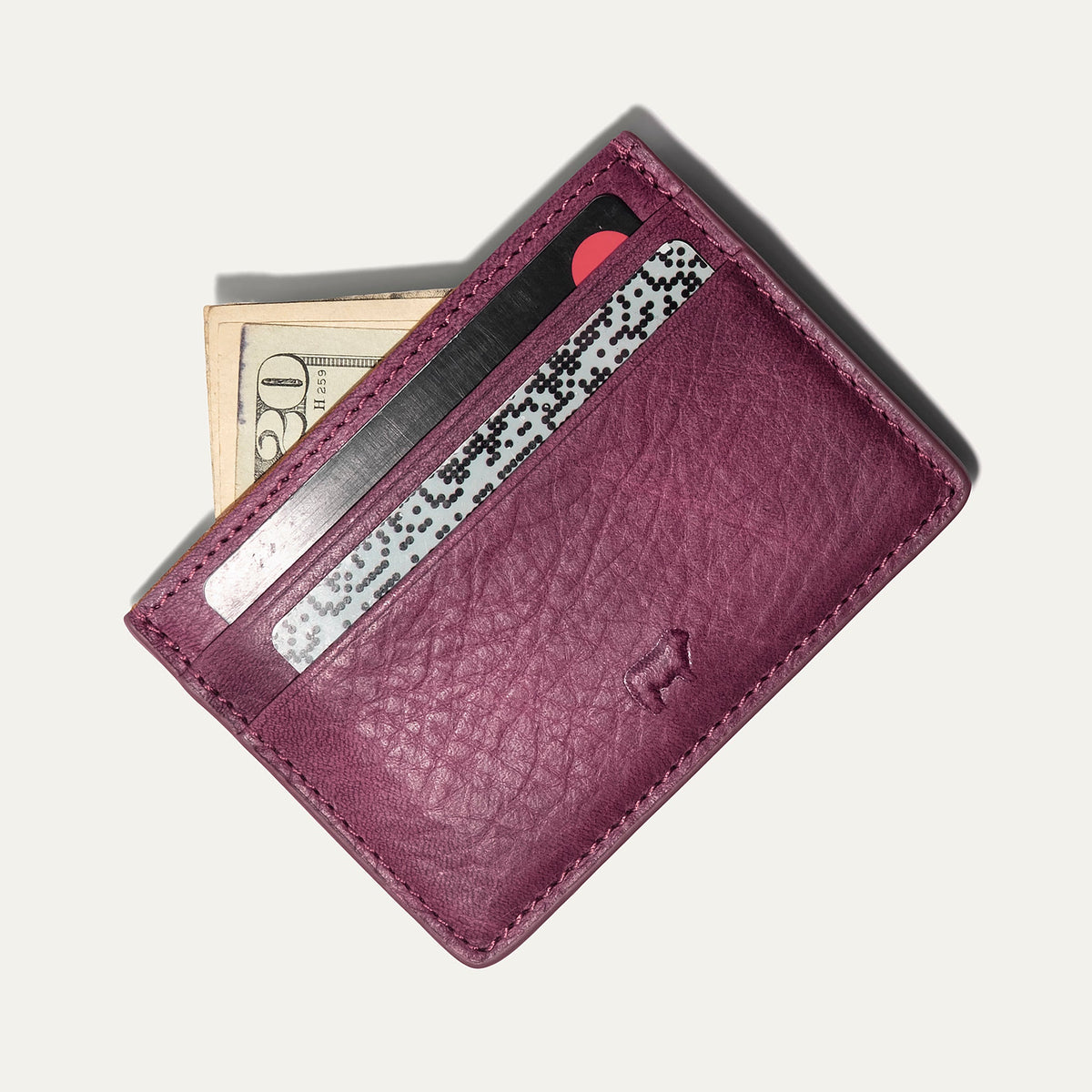 Will Leather Goods classic front pocket card case wallet with leather exterior and multiple card slots.