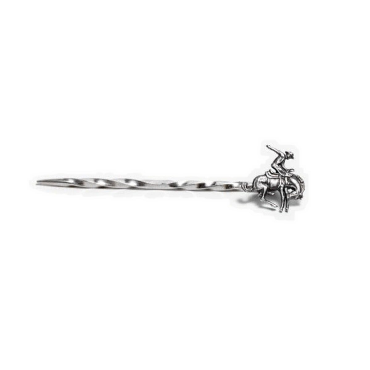 Clint Orms 1808 sterling silver toothpick with a bronc rider top