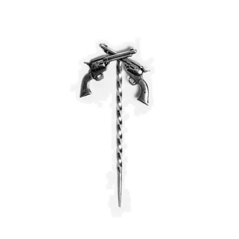 Clint Orms 1860 sterling silver toothpick topped with crossed revolvers