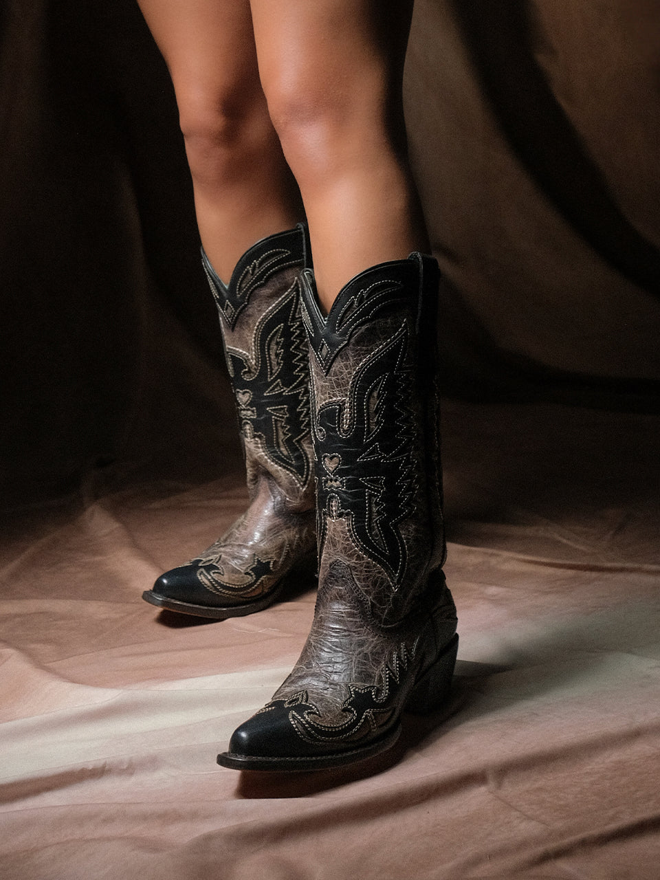 Corral Women's Eagle Overlay Snip Toe Tall Cowboy Boot, Brown – lifestyle