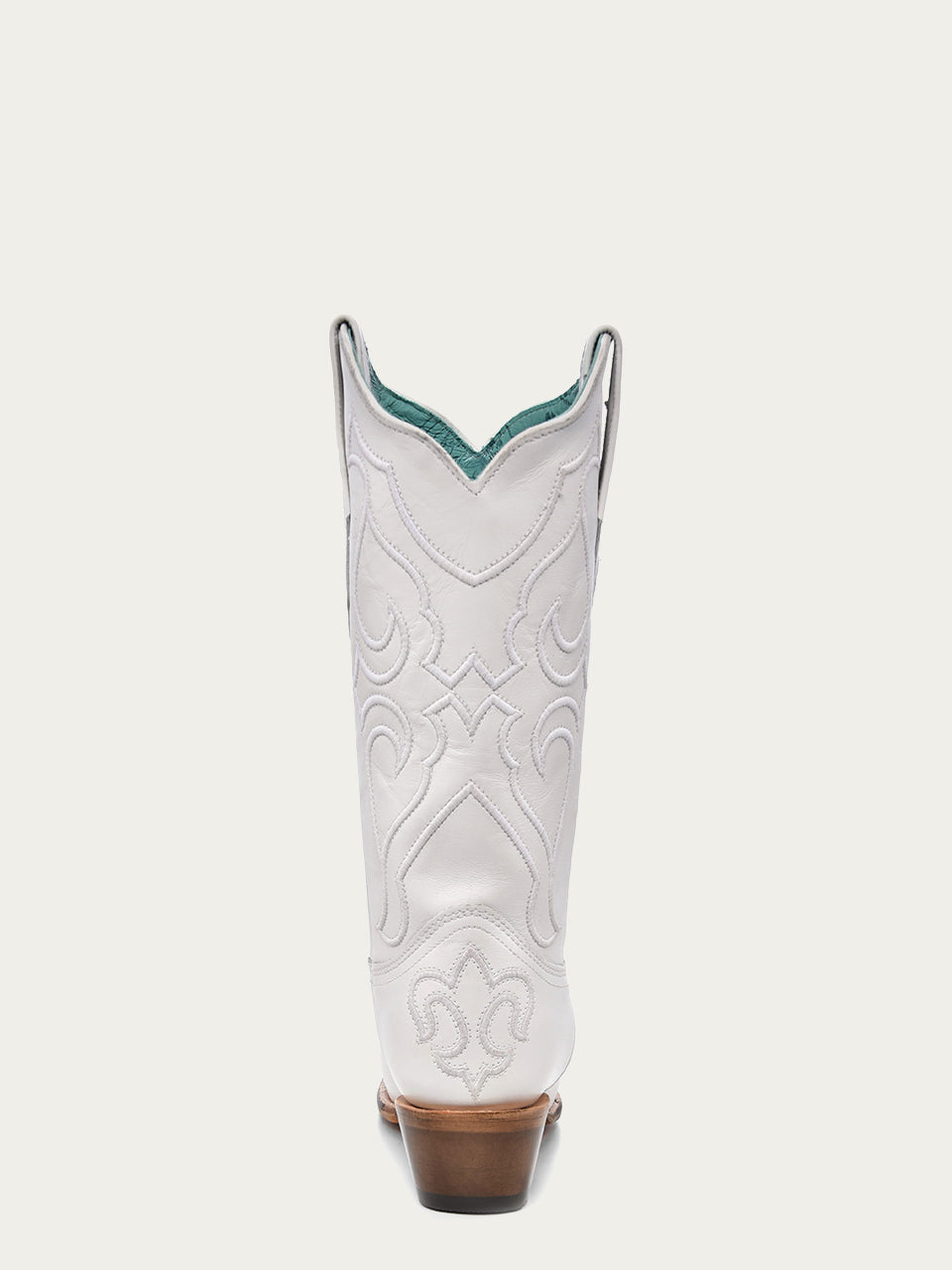 Corral Women's Embroidery Snip Toe Cowboy Boot, White – heel