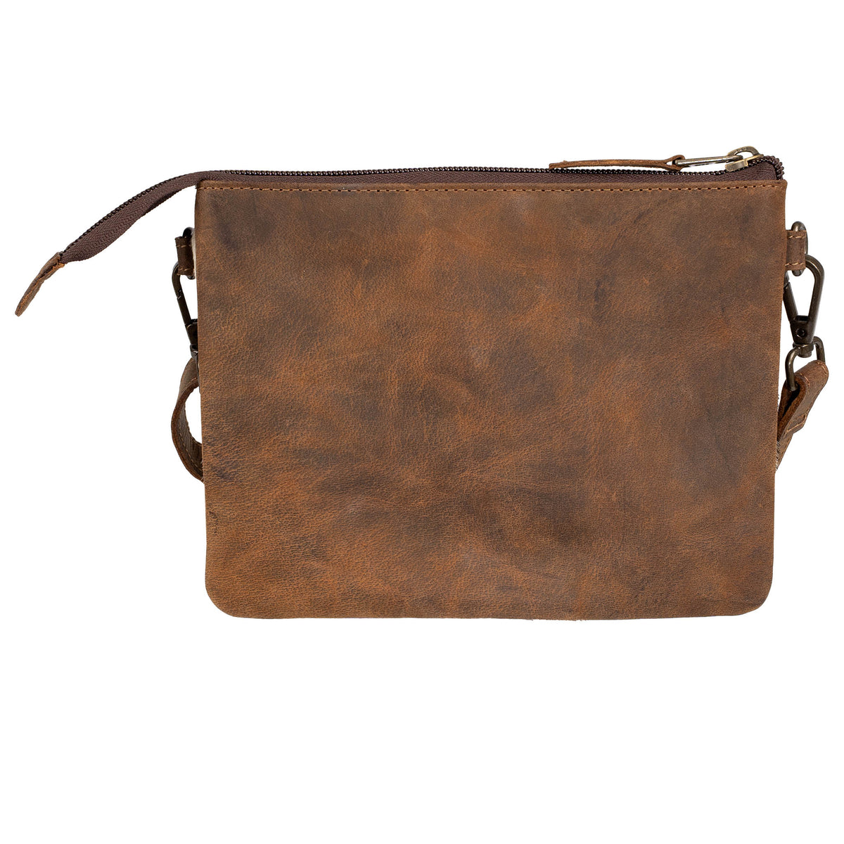 STS Ranchwear cowhide Rio crossbody bag with adjustable strap and Western-style design, featuring natural cowhide texture.