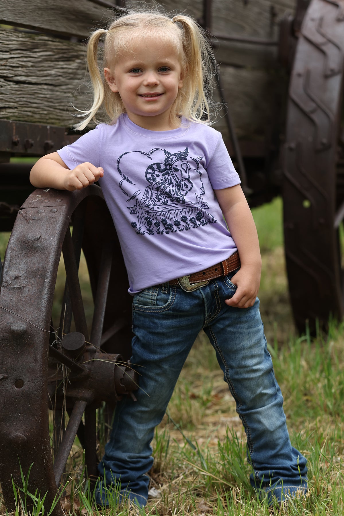Cruel Denim Girls' Toddler Short Sleeve Graphic Tee, Lilac – full length