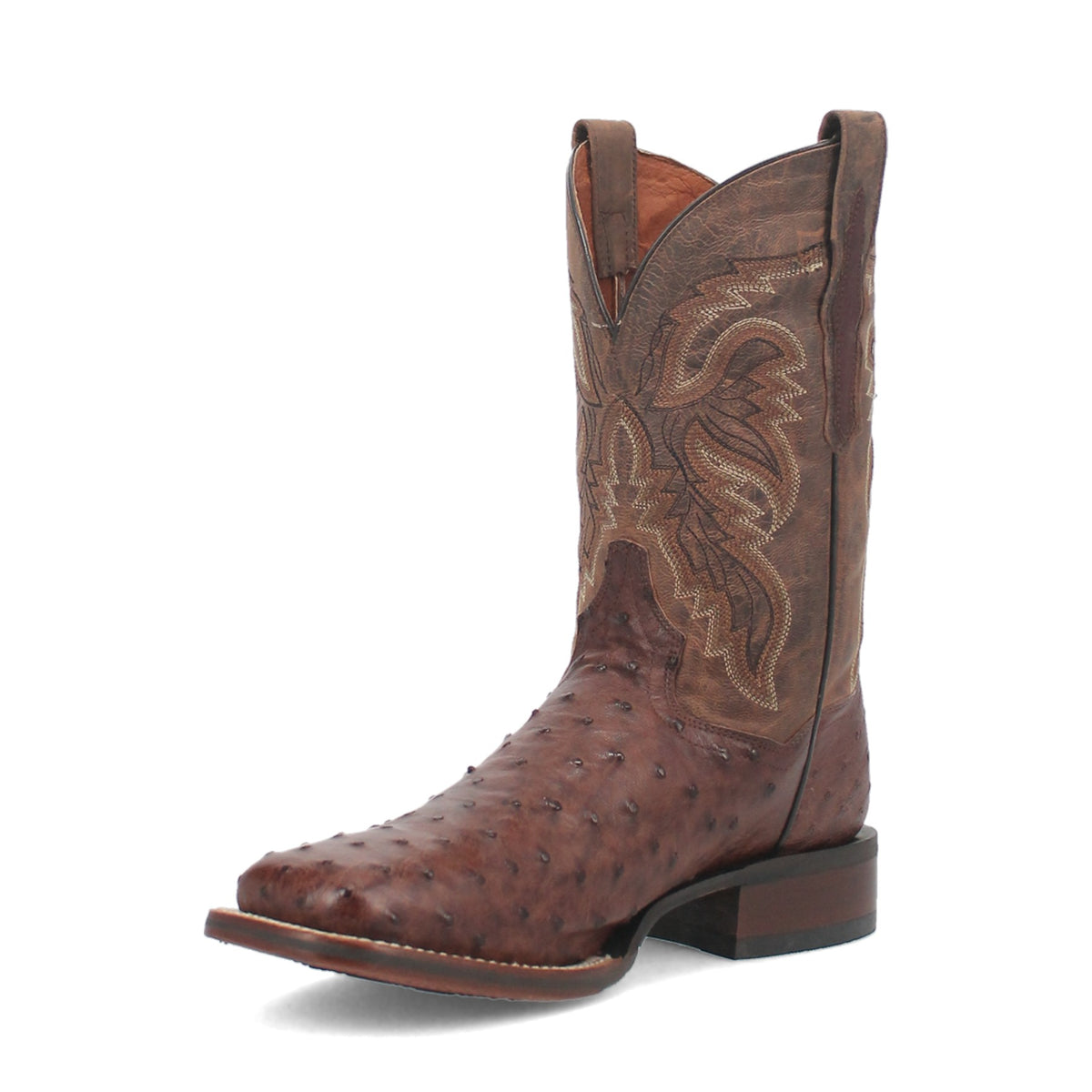 Dan Post Men's Alamosa Full Quill Ostrich Boot, Chocolate – 3-4 front inside