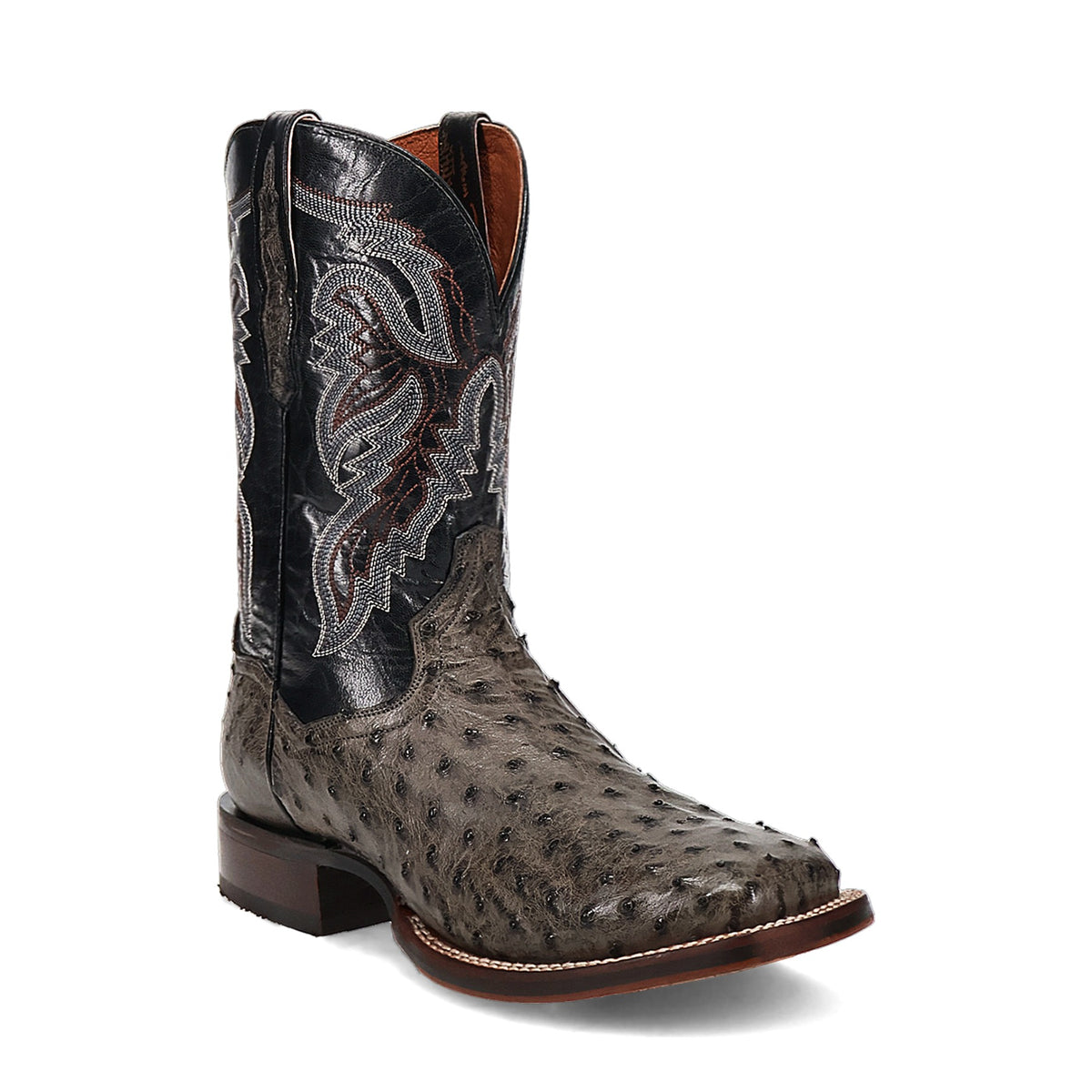 Dan Post Men's Alamosa Full Quill Ostrich Boot, Grey – 3-4 front