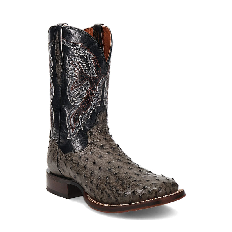 Dan Post Men's Alamosa Full Quill Ostrich Boot, Grey – 3-4 front