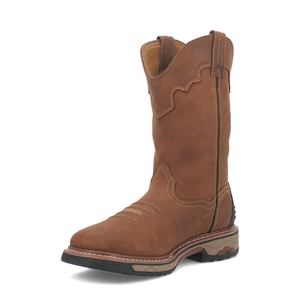 Dan Post Men's Blayde Steel Toe Waterproof Leather Boot, Saddle Tan – 3-4 front inside