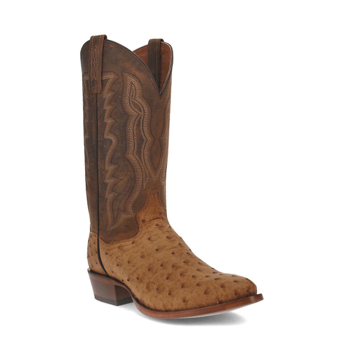 Dan Post Men's Gehrig Full Quill Ostrich Boot, Saddle – 3-4 front