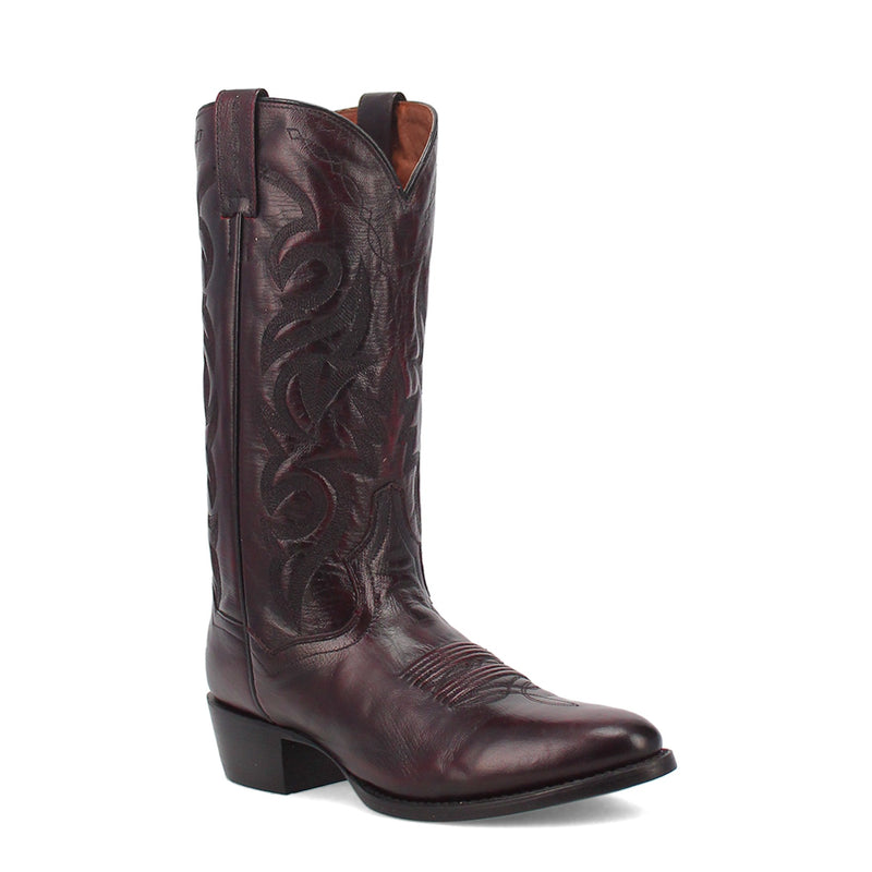 Dan Post Men's Milwaukee Boot, Black Cherry – 3-4 front