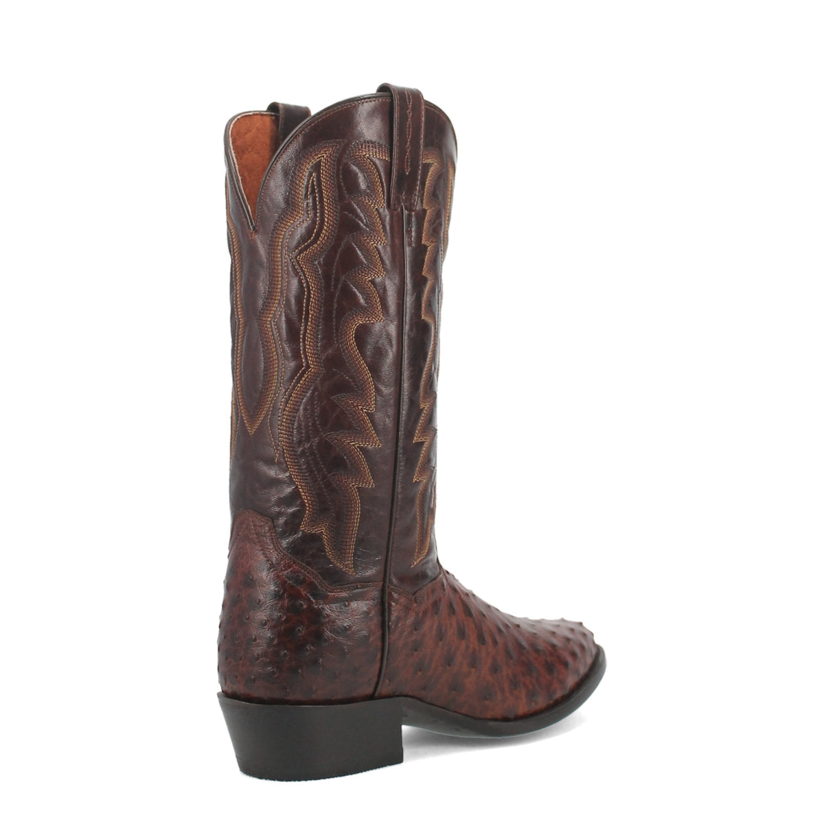 Dan Post Men's Pershing Full Quill Ostrich Boot, Brass – 3-4 back inside