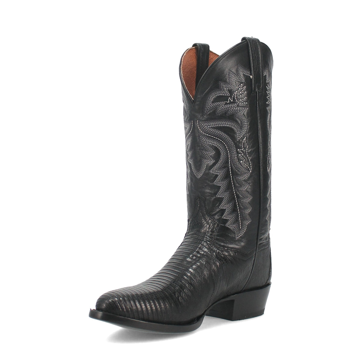 Dan Post Men's Winston Lizard Boot, Black – 3-4 front inside