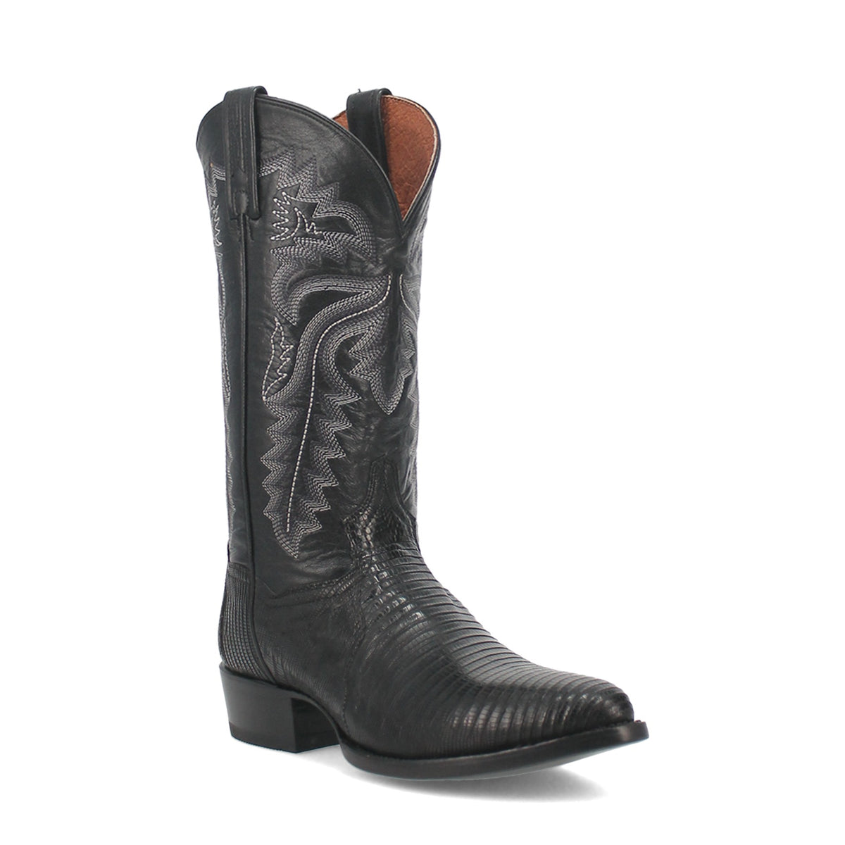 Dan Post Men's Winston Lizard Boot, Black – 3-4 front