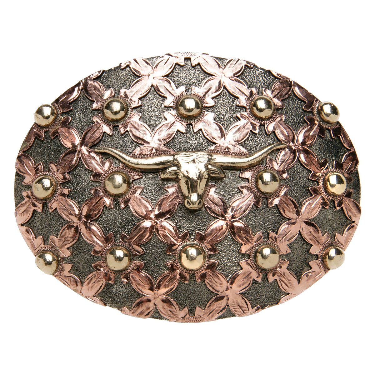 AndWest Del Rio Basket Weave Longhorn Buckle on a belt, showcasing detailed leather weaving and Western-style design.