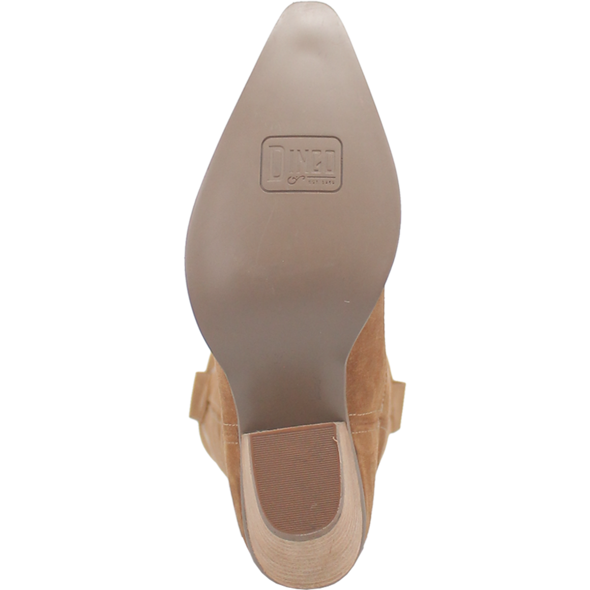 Dingo Women's Thunder Road camel cowboy boots with stitching details and pointed toes, made of genuine leather.